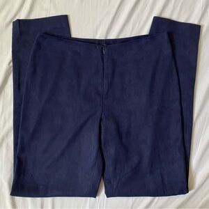 NWT YANSI FUGEL Navy Blue Pants Trousers, Faux Suede Women's 31" Waist Size 8/10